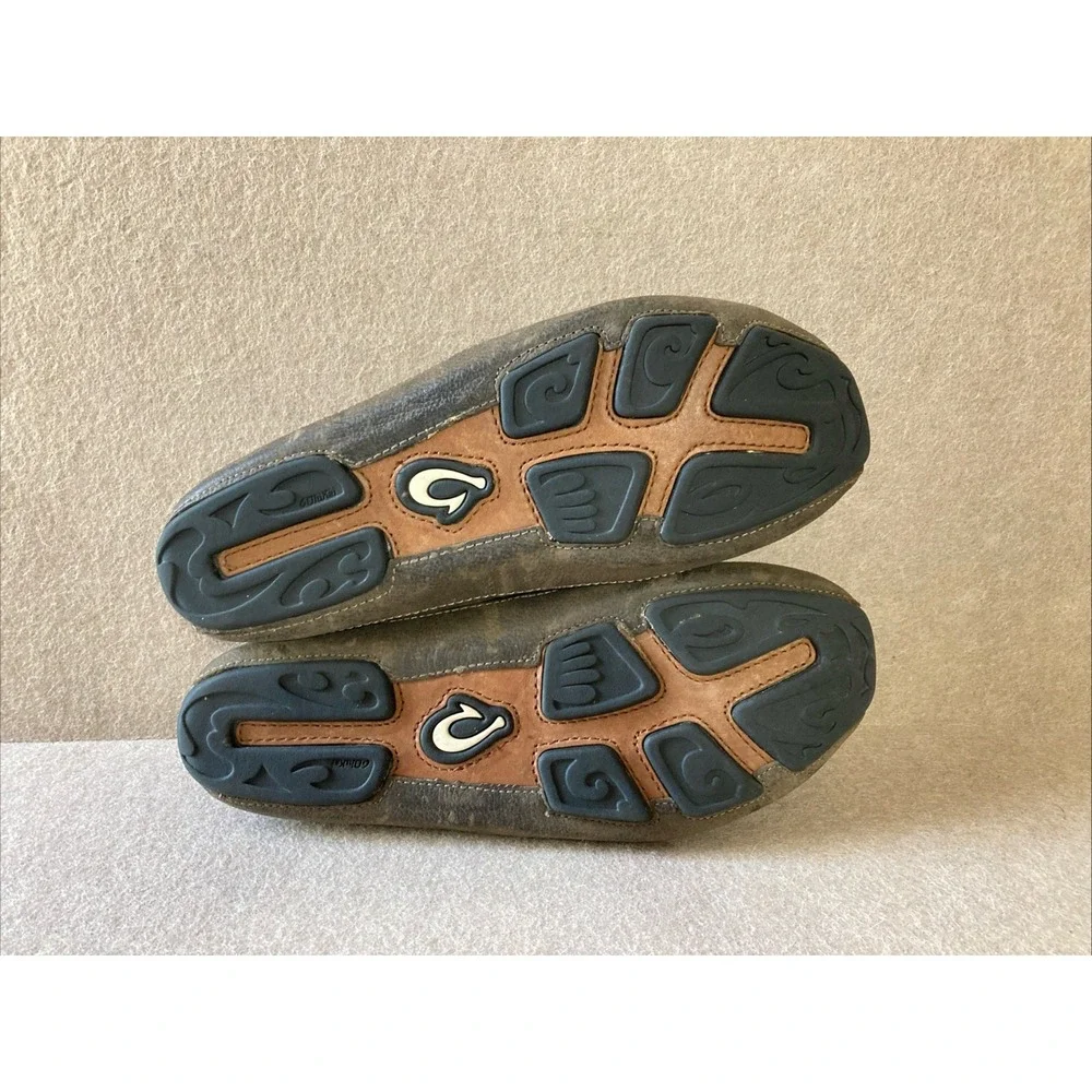 Olukai Akepa Moc Shoes Mens Size 9 Brown Leather Loafers Slip On Comfort Clean